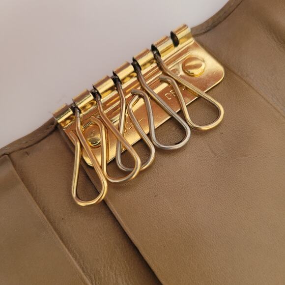 Gucci Bamboo Key Holder Wallet Case Leather Small Unisex Beige Trifold - Picture 5 of 11